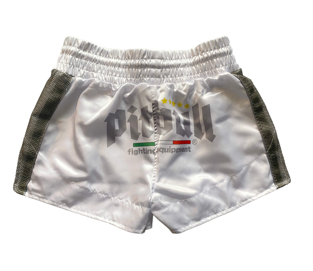 White and Silver Muay Thai Shorts