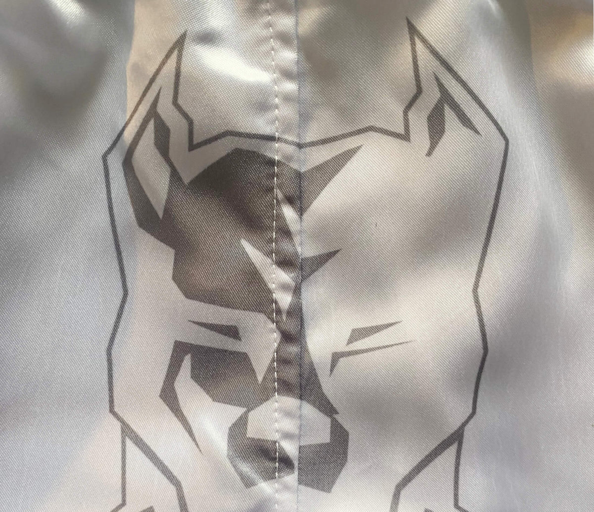 White and Silver Muay Thai Shorts