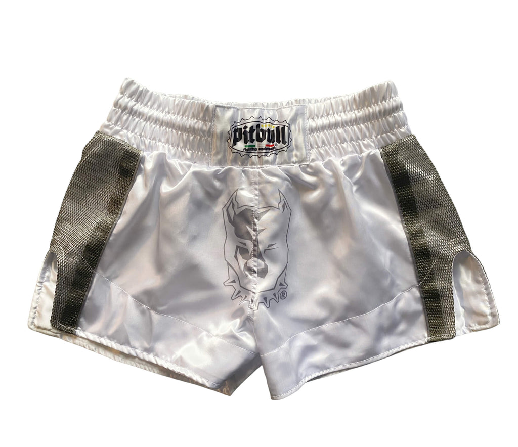 White and Silver Muay Thai Shorts