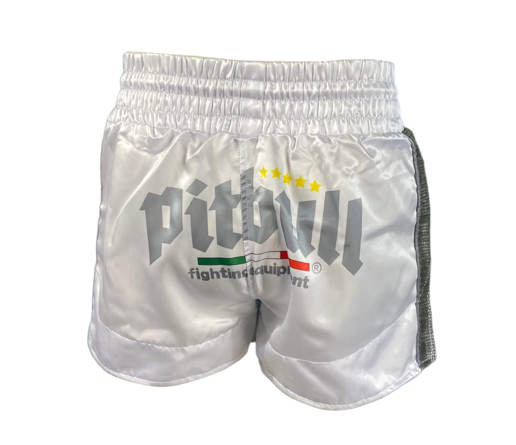 White and Silver Muay Thai Shorts
