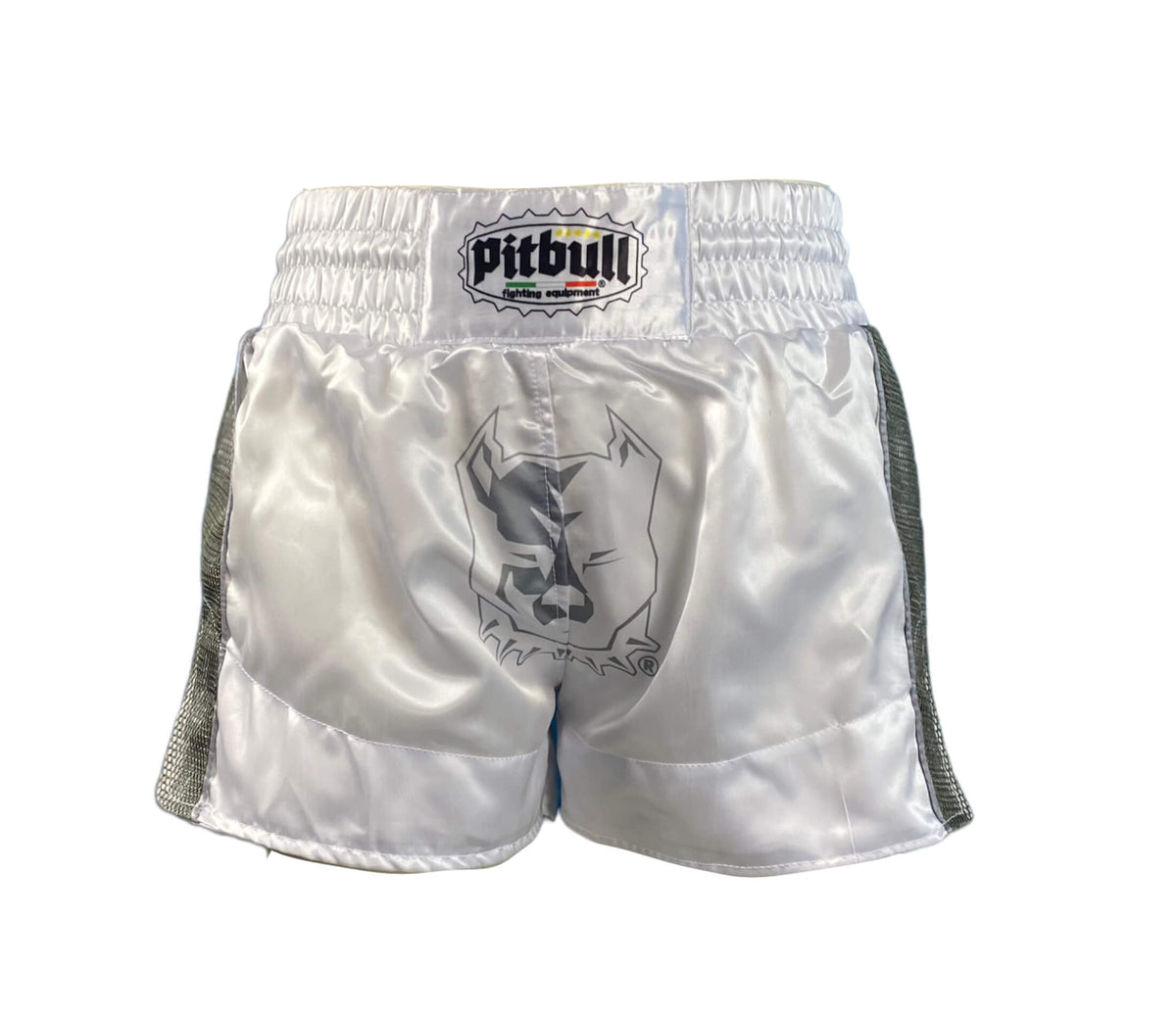 White and Silver Muay Thai Shorts
