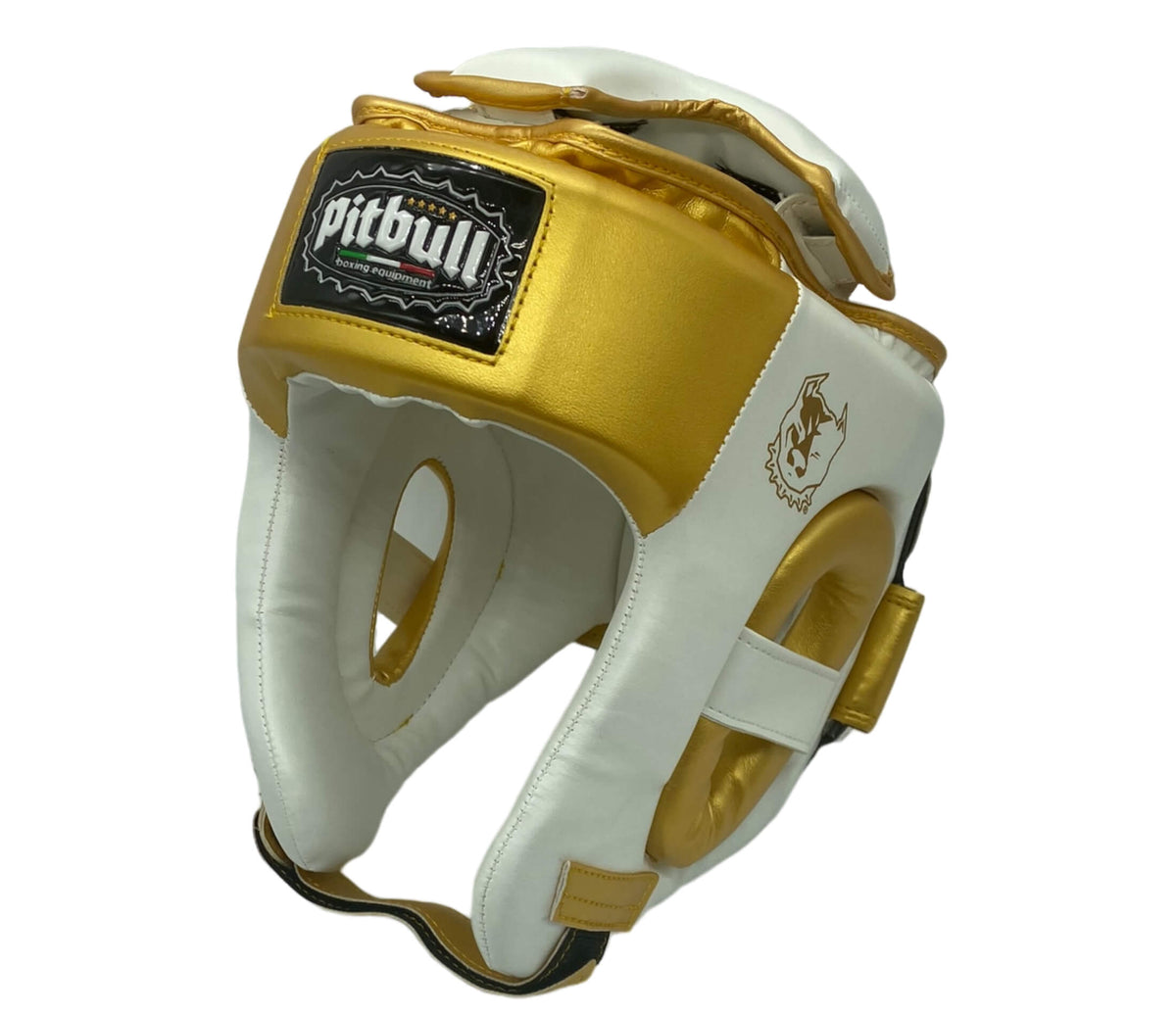 Pitbull Vision White Headgear for Muay Thai, Boxing, Kickboxing, and K1