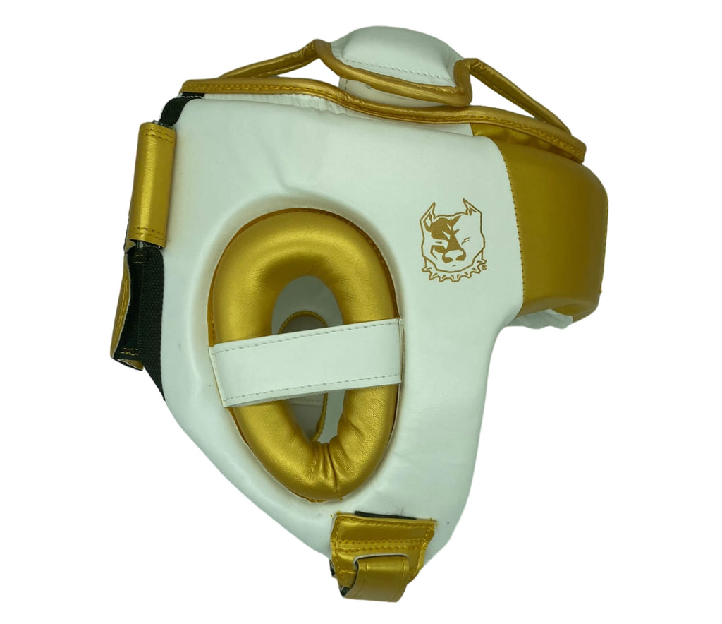 Pitbull Vision White Headgear for Muay Thai, Boxing, Kickboxing, and K1