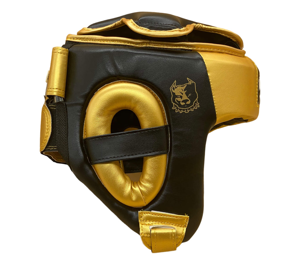 Pitbull Vision Black Headgear for Muay Thai, Boxing, Kickboxing, and K1