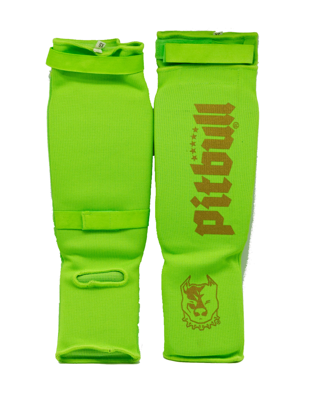 Acid Green Cotton Sleeve Muay Thai Shin Guards