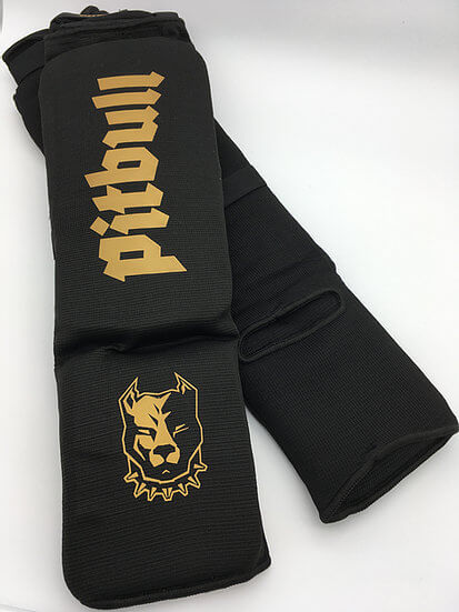 Black Cotton Sleeve Muay Thai Shin Guards