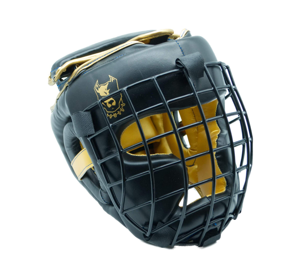 Boxing, Muay Thai, Kickboxing, K1 Headgear, with Metal Grille, Black color